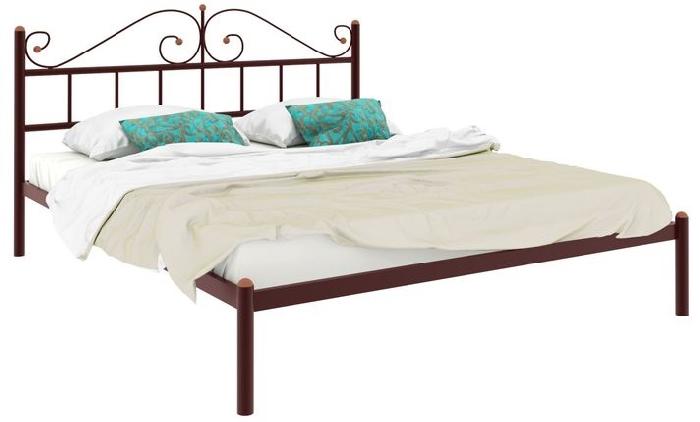 Кровать двуспальная Диана (СМ 140х200) трубка металл ( 140х200 , металл , медная шагрень , без подъемного мех. , без ящиков , без матраса (Милсон) )
