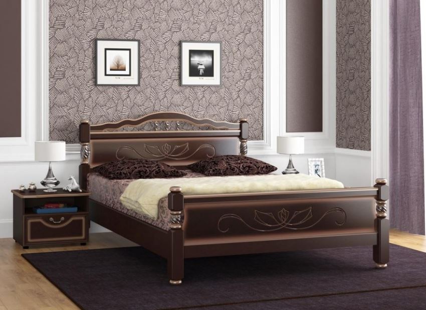 Фото Кровать двуспальная Карина-5 (СМ 140х200) без основания с универсальными царгами от производителя Браво-мебель в Евпатории по цене 17 530 ₽