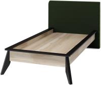 Кровать односпальная Нео (СМ 90х200) с основанием ( 90х200 , ЛДСП/ткань , дуб рокпайл-черный-бруно 8 , без подъемного мех. , без ящиков , без матраса (Регина) ) в Евпатории от производителя 