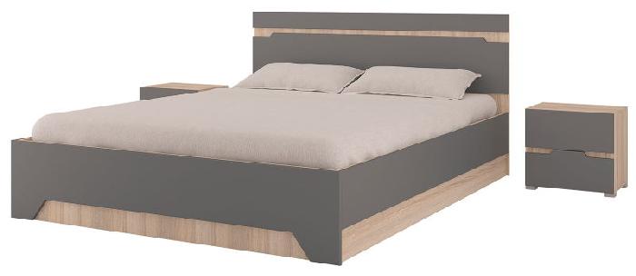 Спальный гарнитур Анталия (набор-комплект) (Корпус ЛДСП , фасады МДФ в пленке пвх с матовым эффектом soft touch , цвет корпуса дуб сонома , цвет фасадов графит софт)