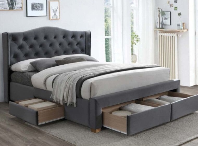 Фото Кровать двуспальная Signal Aspen velvet bluvel II (СМ 160х200) c ортопедическим основанием от производителя Signal в Евпатории по цене 99 730 ₽