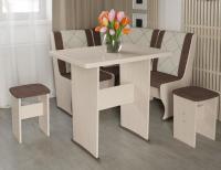 Кухонный уголок-комплект Челси мини (дуб белфорт, кожзам лен коричневый-лен бежевый (ТриЯ) ) в Евпатории от производителя 