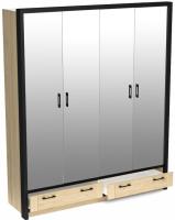 Шкаф Бостон (180) четырехдверный (4 зеркала) (гикори джексон, гикори джексон-черный,(СБК)) в Евпатории от производителя 