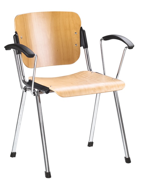Фото Стул для посетителя Эра (Era) wood arm (хром) от производителя Новый стиль в Евпатории по цене 4 840 ₽