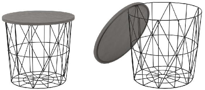 Стол журнальный Halmar Mariffa (металл окрашенный, мдф-шпон-серый,  черный (Halmar ) )