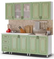 Кухня Люкс Прима (2,0) (серый, фотопечать-патина мятная,(БТС)) в Евпатории от производителя 
