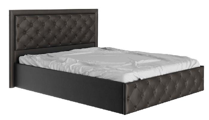 Кровать двуспальная Мишель (СМ 160х200) с подъемным механизмом (пуговицы) ( 160х200 , ЛДСП/ткань , кофе , с подъемным мех. , с коробом , без матраса (Бон-мебель) )