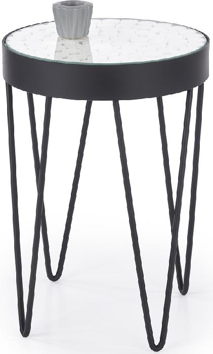 Стол журнальный Halmar Naturo (металл окрашенный, стекло-дерево-прозрачный-белый,  черный (Halmar ) )