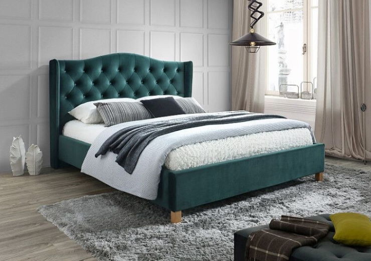 Фото Кровать двуспальная Signal Aspen velvet bluvel (СМ 140х200) c ортопедическим основанием от производителя Signal в Евпатории по цене 70 580 ₽